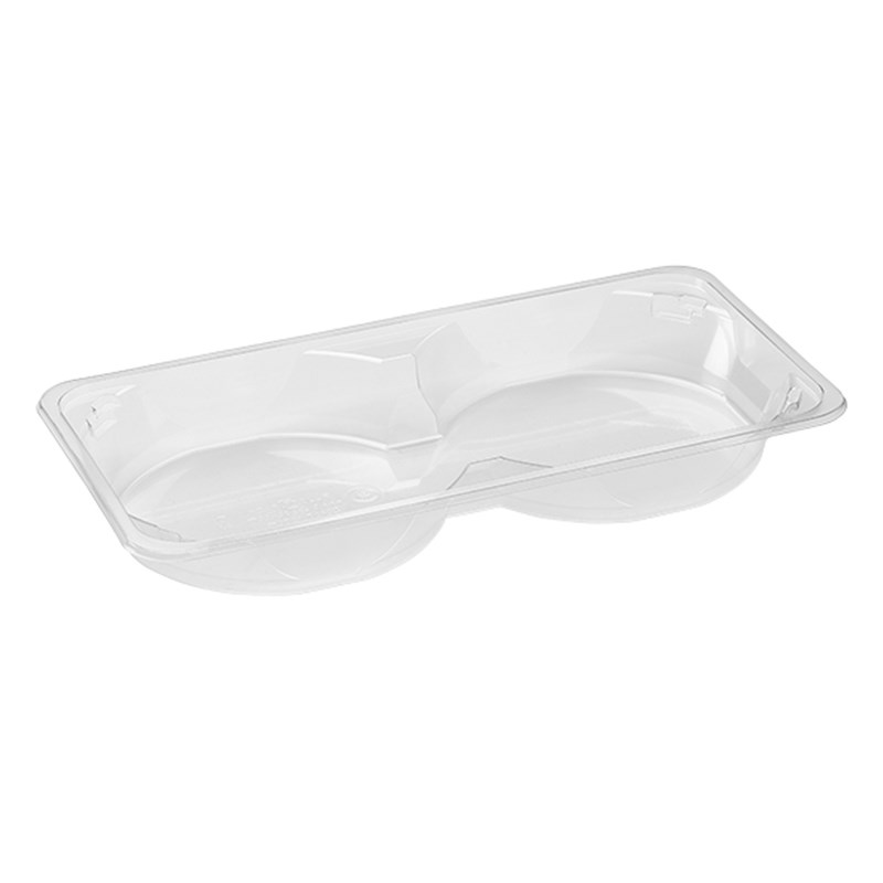 1070ml Clear dpet tray 2 comp - bulk transpac