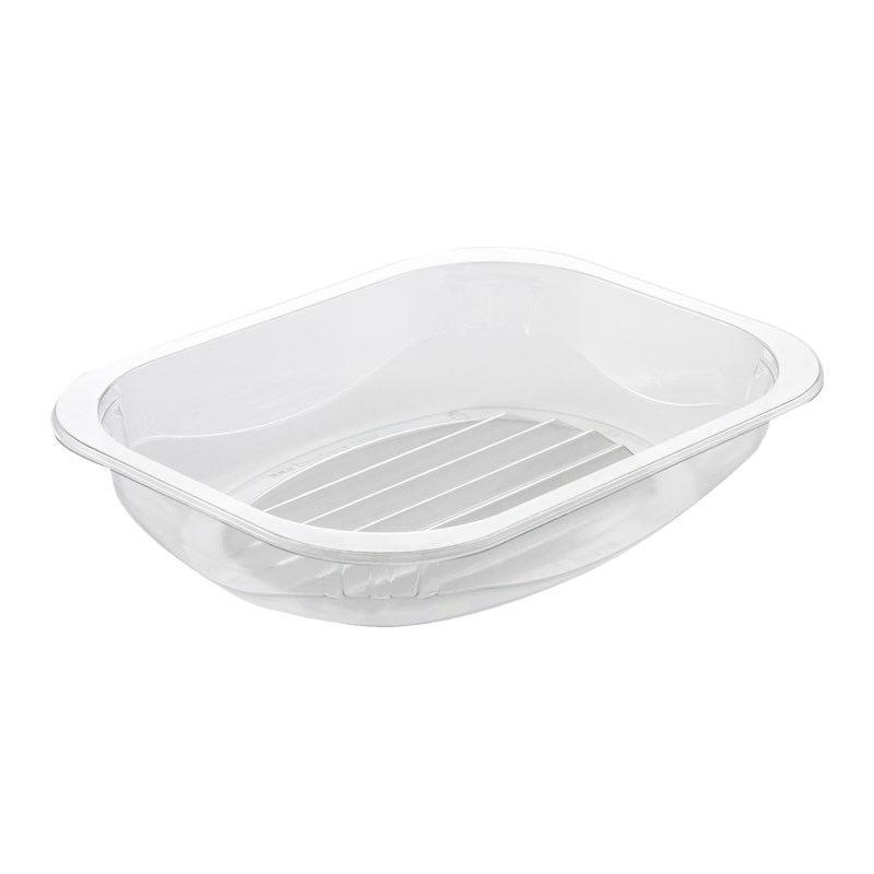 534ml Clear rpet tray w/ridged bottom - euro pal