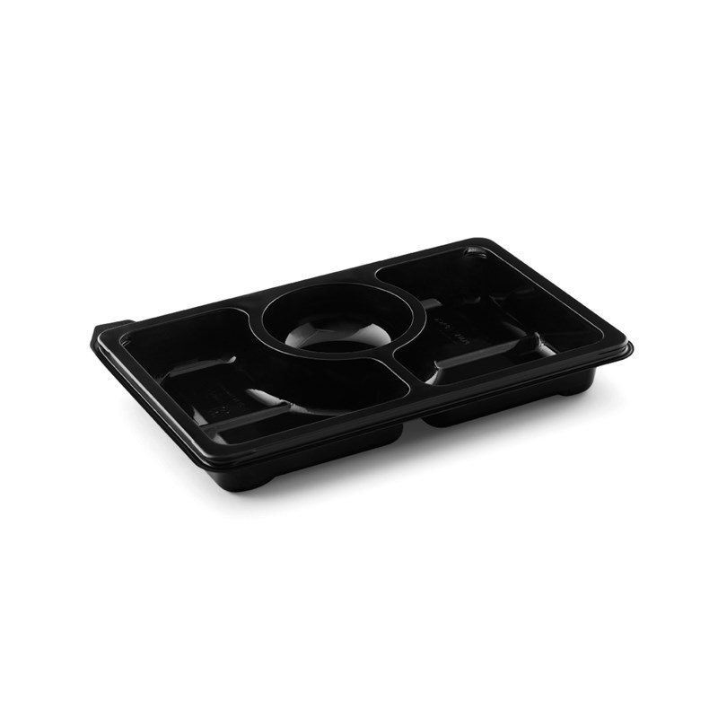 572ml Black rpet platter 3 comp - euro pal