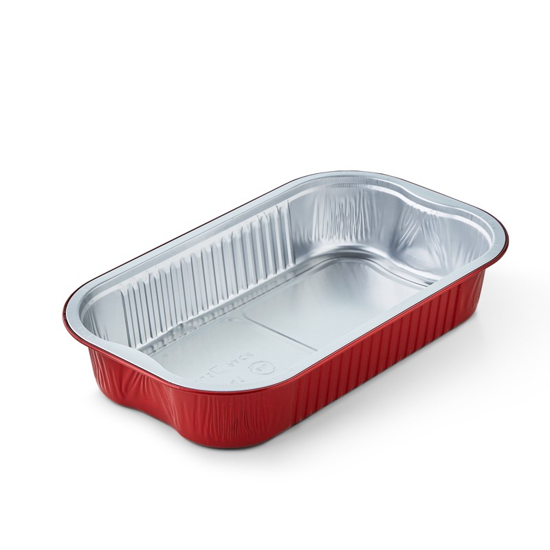 964ml Red alu coated container w/reverse handles - euro pal