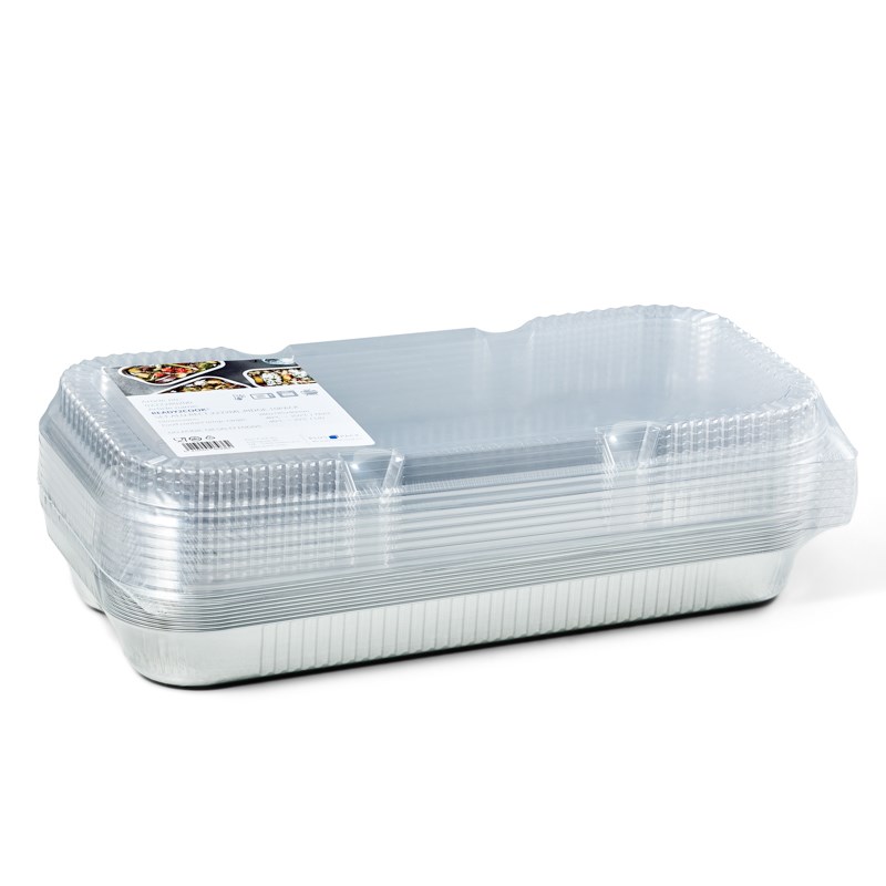 Set - 10pack 2222ml Aluminium container w/ridged bottom, reverse handles - euro pal