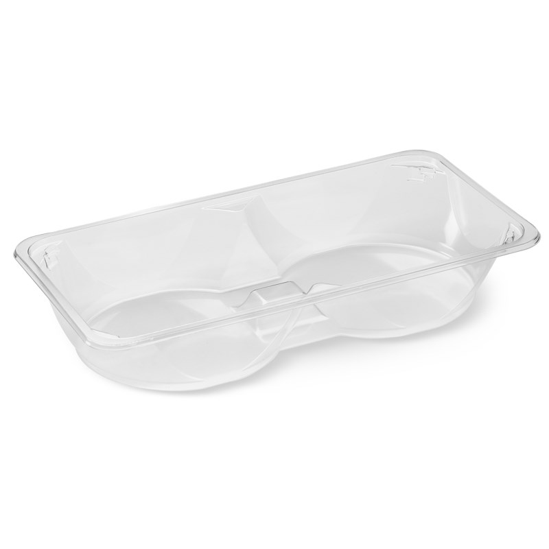 1445ml Clear dpet tray 2 comp - bulk transpac