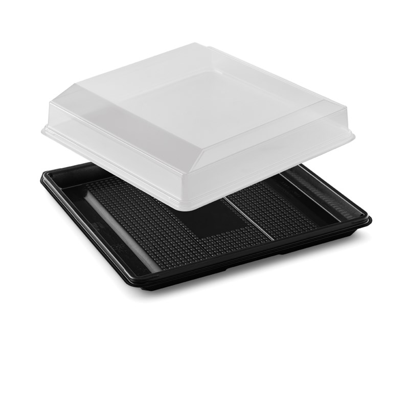 Set - 60pack Black rpet platter 250x250mm - euro pal