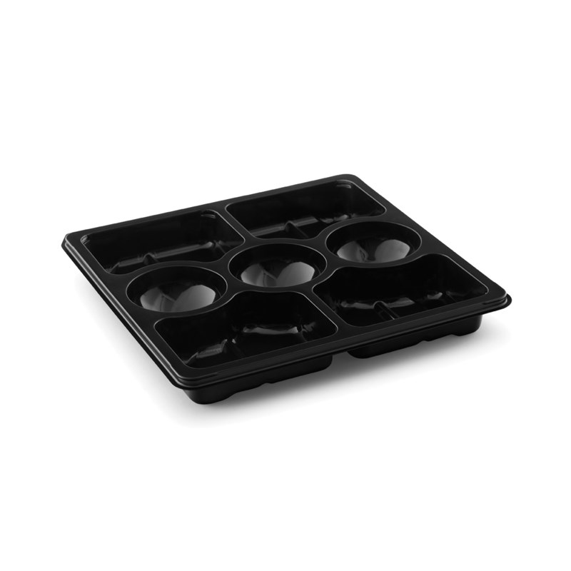 1134ml Black rpet platter 7 comp - euro pal
