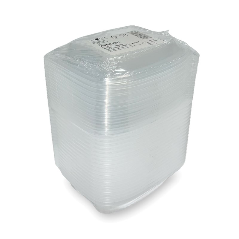 Set - 20pack 700ml Clear pp tray w/reverse handles and lid - euro pal