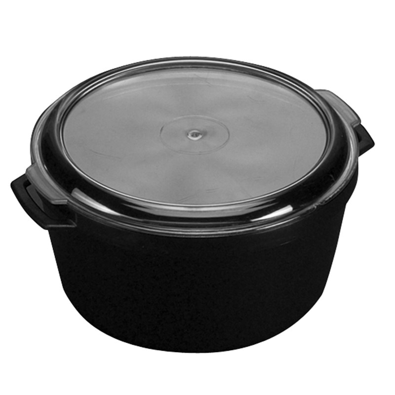 Set - 5pack 500ml black pe pot w/outside handles and lid - euro pal