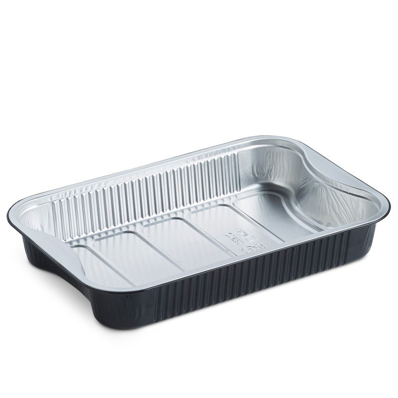 1896ml Black alu coated container w/reverse handles - euro pal