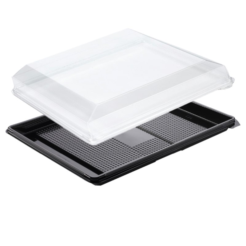 Set - 60pack Black rpet platter 320x250mm - euro pal
