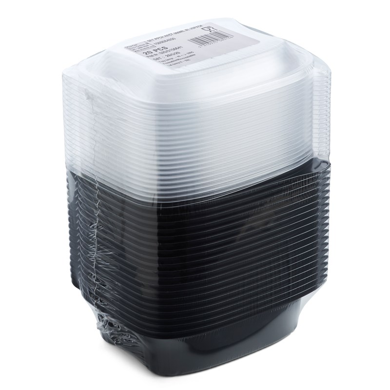 Set - 20pack 900ml Black pp tray w/reverse handles - euro pal