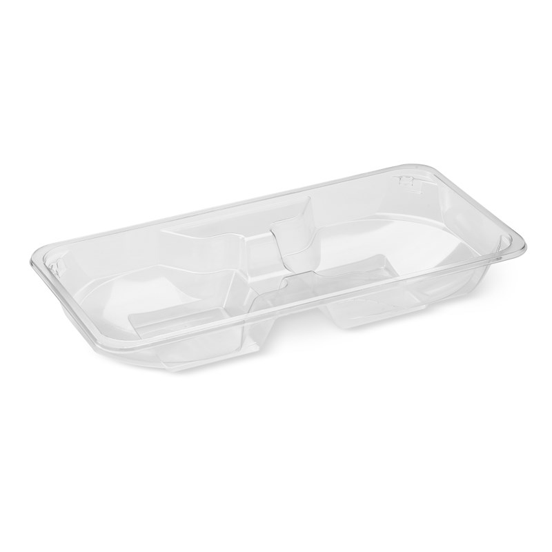 1115ml Clear dpet tray 2 comp - bulk transpac