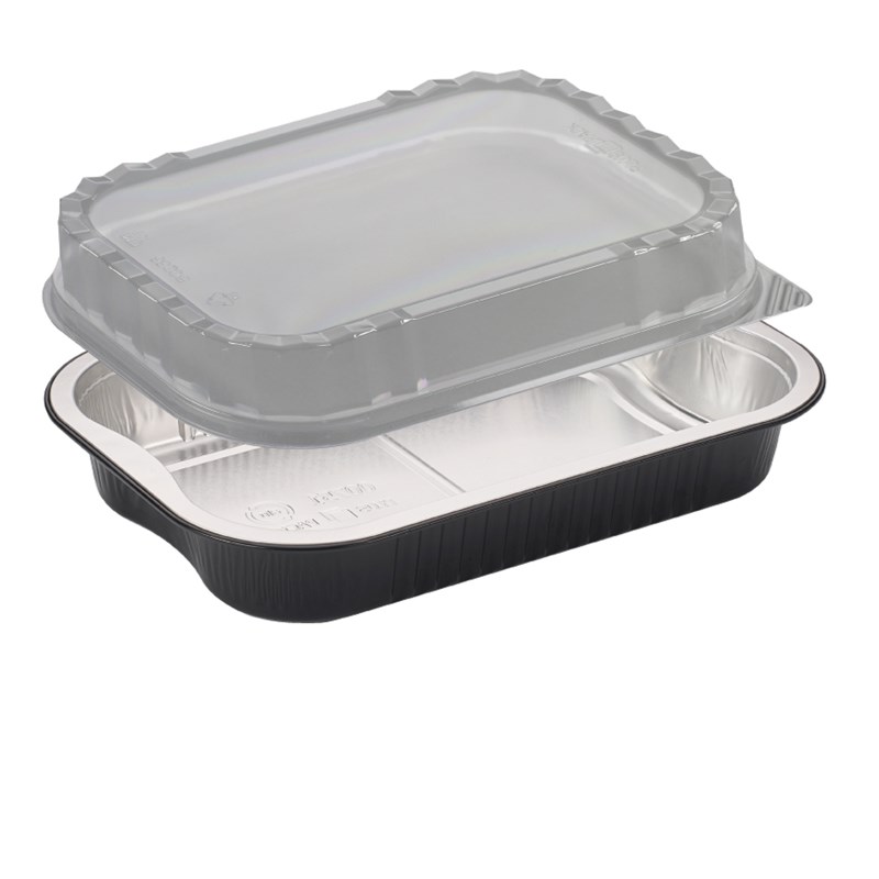 Set - 10pack 788ml Black alu coated container w/reverse handles - euro pal