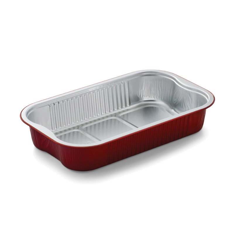 1442ml Red alu coated container w/reverse handles - euro pal