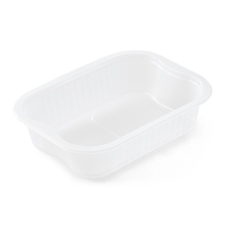 695ml Clear pp tray w/reverse handles - bulk transpac