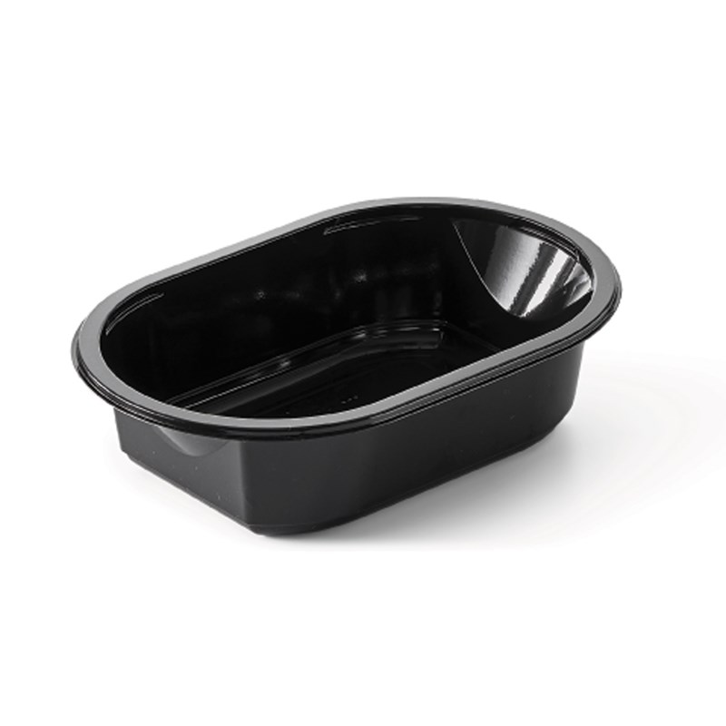 504ml Black rpet tray - bulk transpac