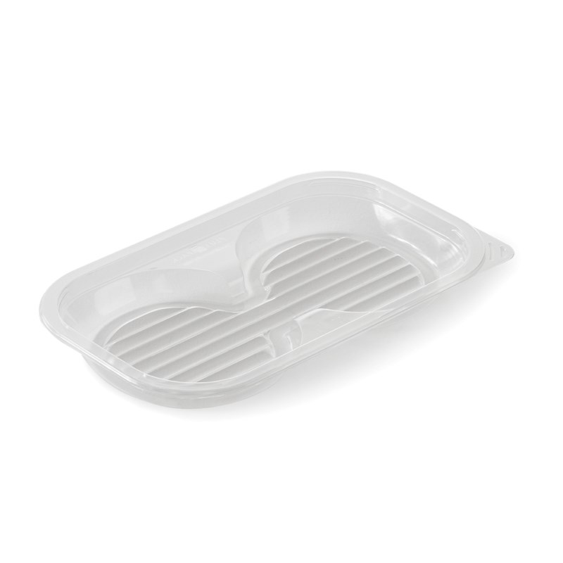 510ml Clear rpet tray 2 comp w/ridged bottom - euro pal