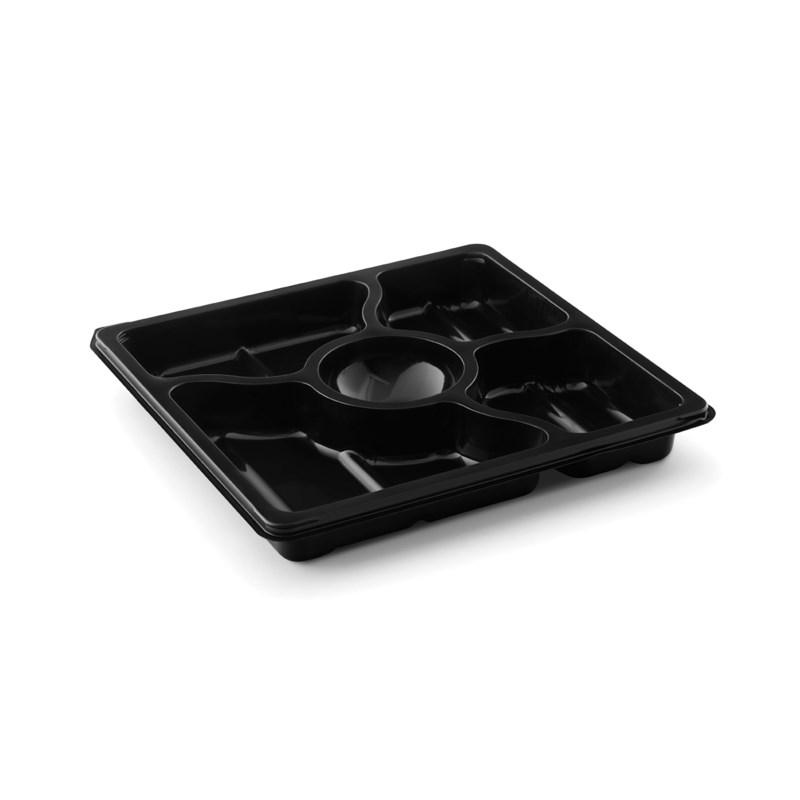 1226ml Black rpet platter 5 comp - euro pal